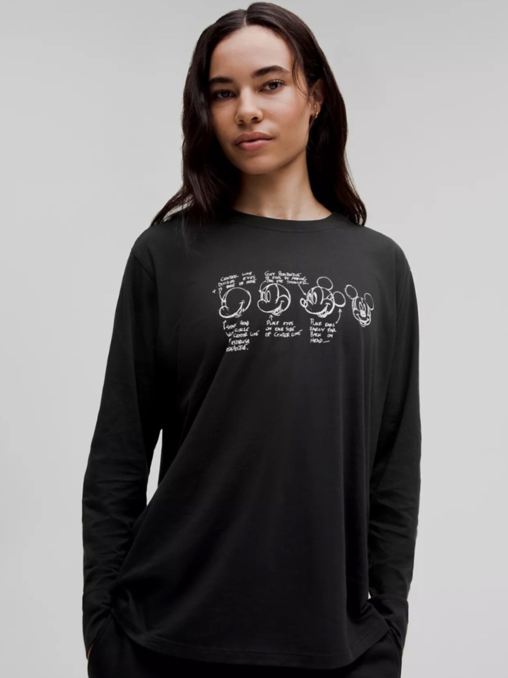 Disney x lululemon Mickey Sketch Long Sleeve Shirt Black Size 8
